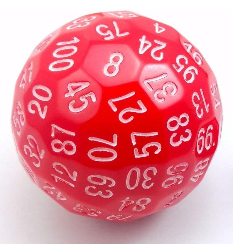 45mm D100 - Red Plastic Dice Foam Brain Games