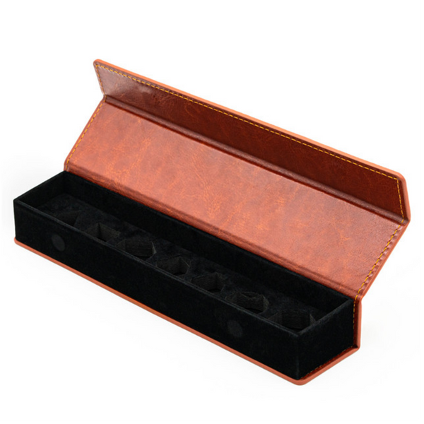 Magnetic Dice Vault - Brown Leatherette Dice Box Foam Brain Games