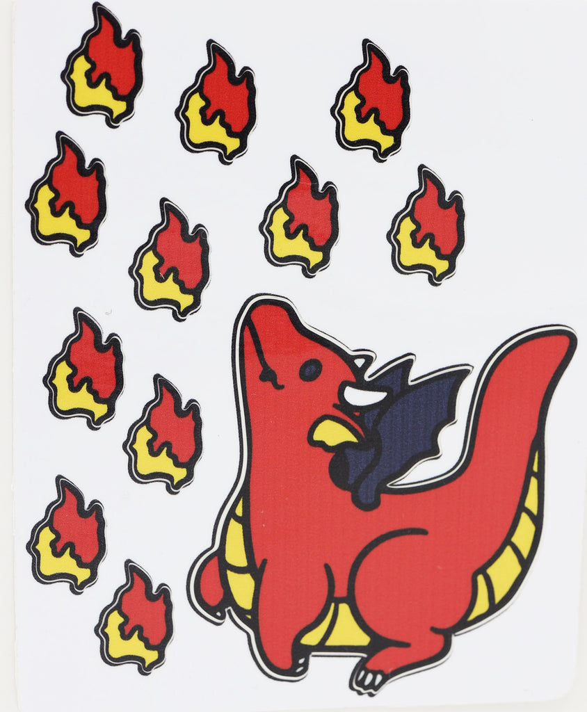 Dragon and Flames Sticker Sheet Stickers Foam Brain Games