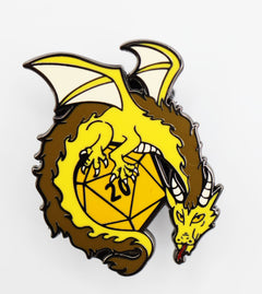 Dice Dragon Pin - Gold Enamel Pin Foam Brain Games