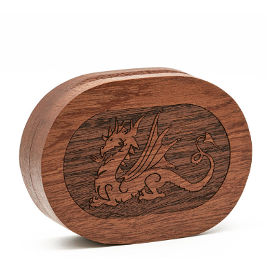 Dragon - Sapele Wood Dice Box (Oval) Dice Box Foam Brain Games