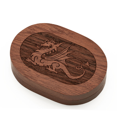 Dragon - Sapele Wood Dice Box (Oval) Dice Box Foam Brain Games