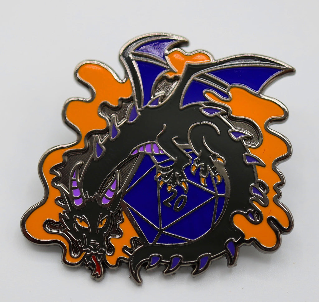 Dice Dragon Pin - Smoke Enamel Pin Foam Brain Games