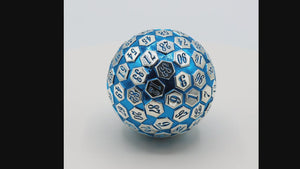 45mm Metal D100 - Blue & Silver Metal Dice Foam Brain Games