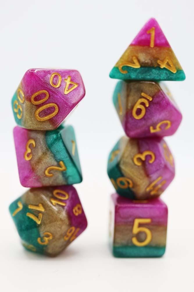 Fat Tuesday RPG Dice Set Plastic Dice Foam Brain Games