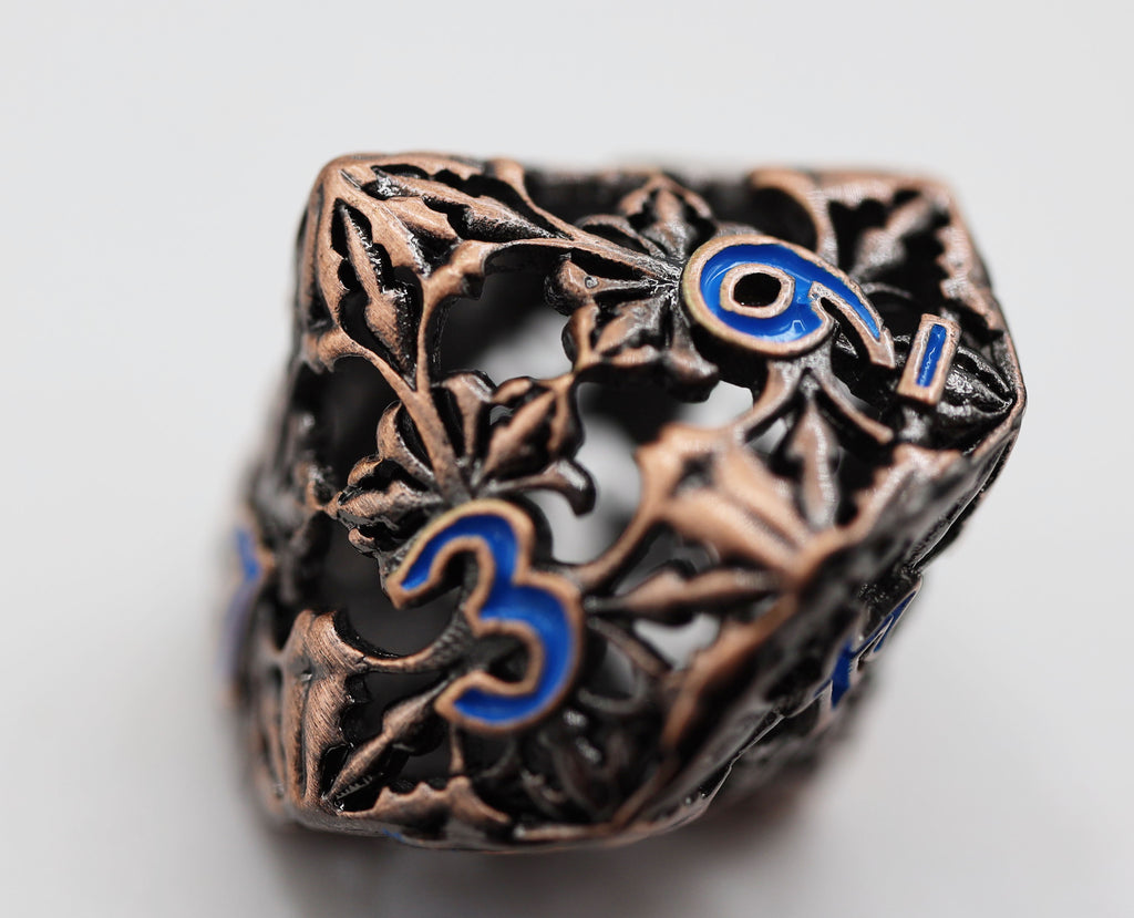 Fleur de Lis: Copper Azul - Hollow Metal RPG Dice Set Metal Dice Foam Brain Games