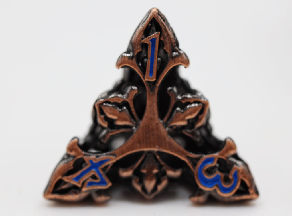 Fleur de Lis: Copper Azul - Hollow Metal RPG Dice Set Metal Dice Foam Brain Games