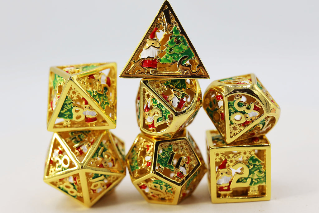 Golden Wonderland - Metal RPG Dice Set Metal Dice Foam Brain Games