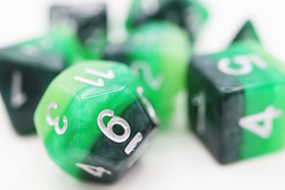 Green Gradient RPG Dice Set Plastic Dice Foam Brain Games