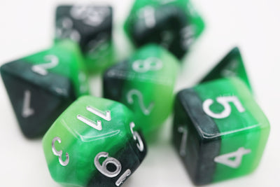 Green Gradient RPG Dice Set Plastic Dice Foam Brain Games