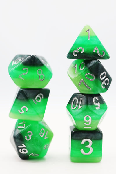 Green Gradient RPG Dice Set Plastic Dice Foam Brain Games