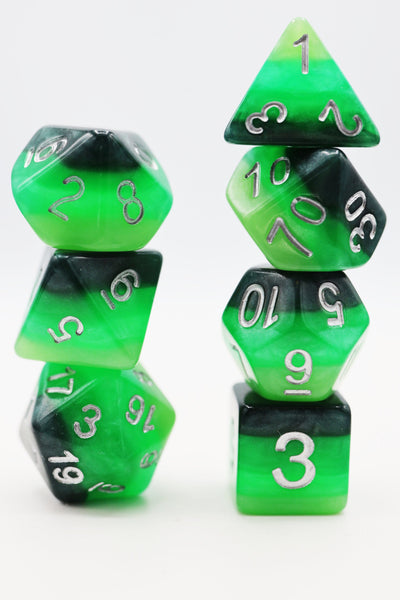 Green Gradient RPG Dice Set Plastic Dice Foam Brain Games