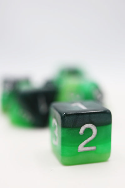 Green Gradient RPG Dice Set Plastic Dice Foam Brain Games