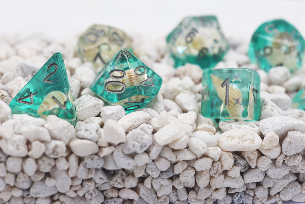 Green Conch RPG Dice Set Plastic Dice Foam Brain Games