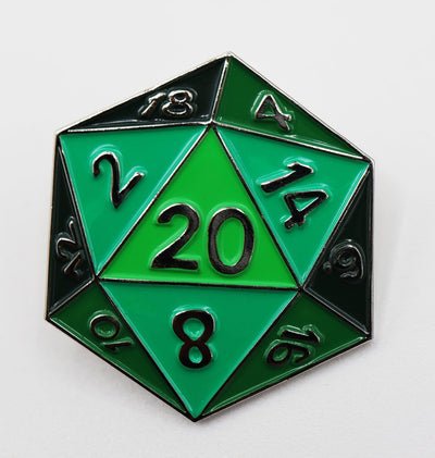 D20 Pin: Green Enamel Pin Foam Brain Games