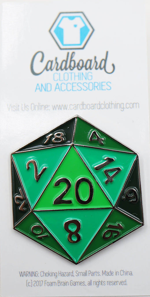 D20 Pin: Green Enamel Pin Foam Brain Games