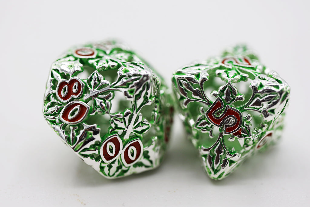 Fleur de Lis: Green - Hollow Metal RPG Dice Set Metal Dice Foam Brain Games