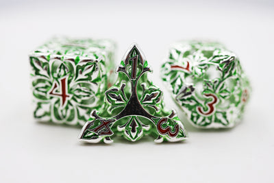 Fleur de Lis: Green - Hollow Metal RPG Dice Set Metal Dice Foam Brain Games