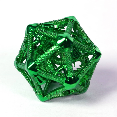 Hollow Dragon Keep D20 - Green Metal Dice Foam Brain Games