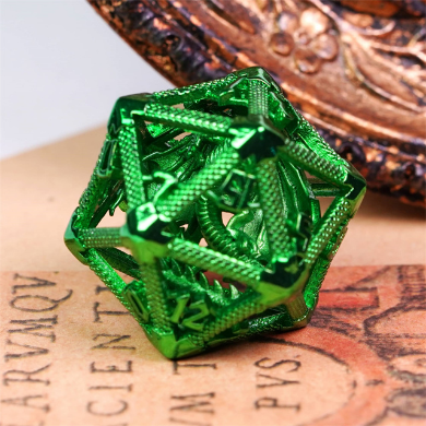 Hollow Dragon Keep D20 - Green Metal Dice Foam Brain Games