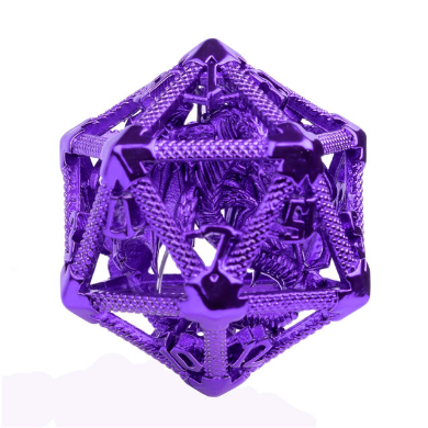 Hollow Dragon Keep D20 - Purple Metal Dice Foam Brain Games