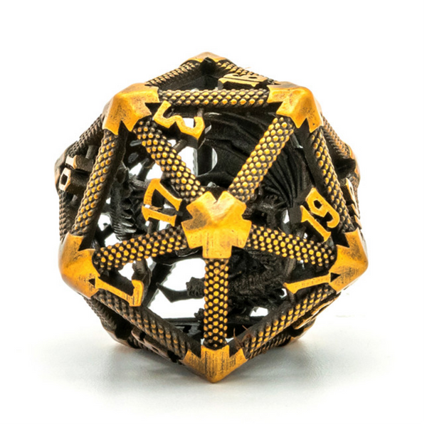 Hollow Dragon Keep D20 - Gold Metal Dice Foam Brain Games