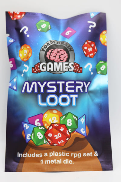 Mystery Loot: Plastic RPG Dice Set & Bonus Metal Die Plastic Dice Foam Brain Games