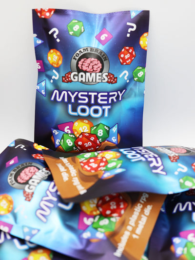 Mystery Loot: Plastic RPG Dice Set & Bonus Metal Die Plastic Dice Foam Brain Games
