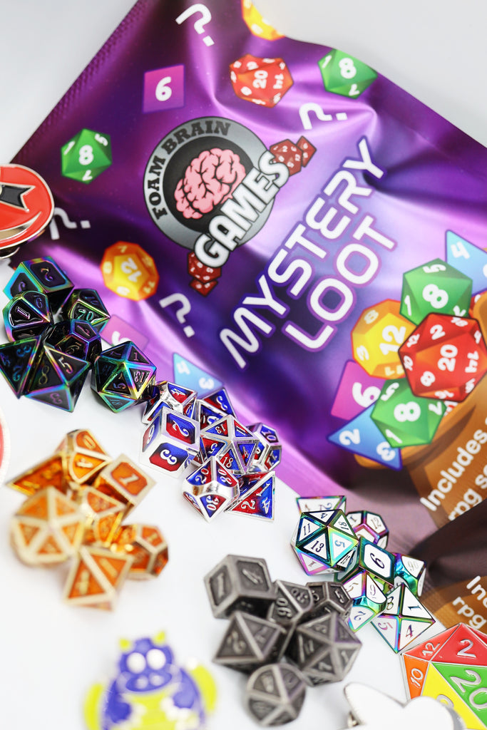 Epic Mystery Loot: Mini Metal RPG Set + Enamel Pin Mystery Loot Foam Brain Games
