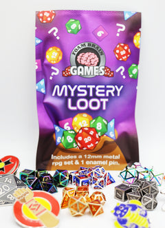 Epic Mystery Loot: Mini Metal RPG Set + Enamel Pin Mystery Loot Foam Brain Games