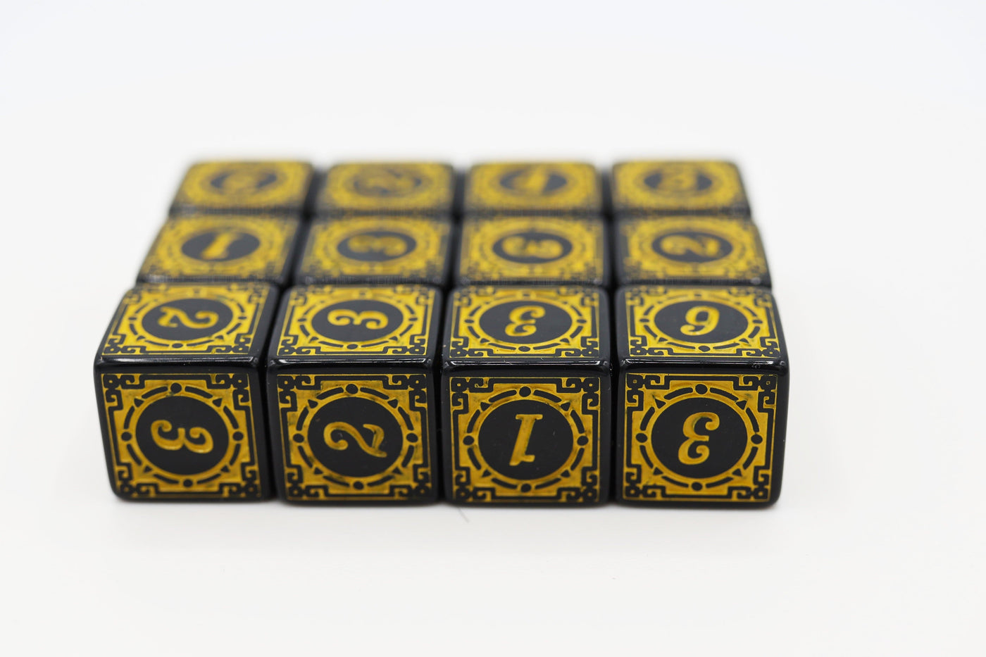 12 piece D6's - Magic Burst Yellow Plastic Dice Foam Brain Games