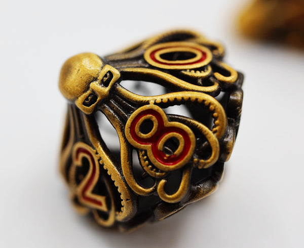 Mind Eater: Gold - Hollow Metal RPG Dice Set Metal Dice Foam Brain Games