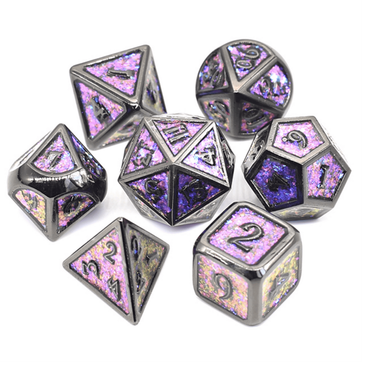 Color Shifting: Night Sky - Metal RPG Dice Set Metal Dice Foam Brain Games