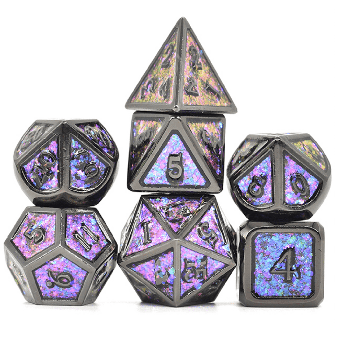 Color Shifting: Night Sky - Metal RPG Dice Set Metal Dice Foam Brain Games