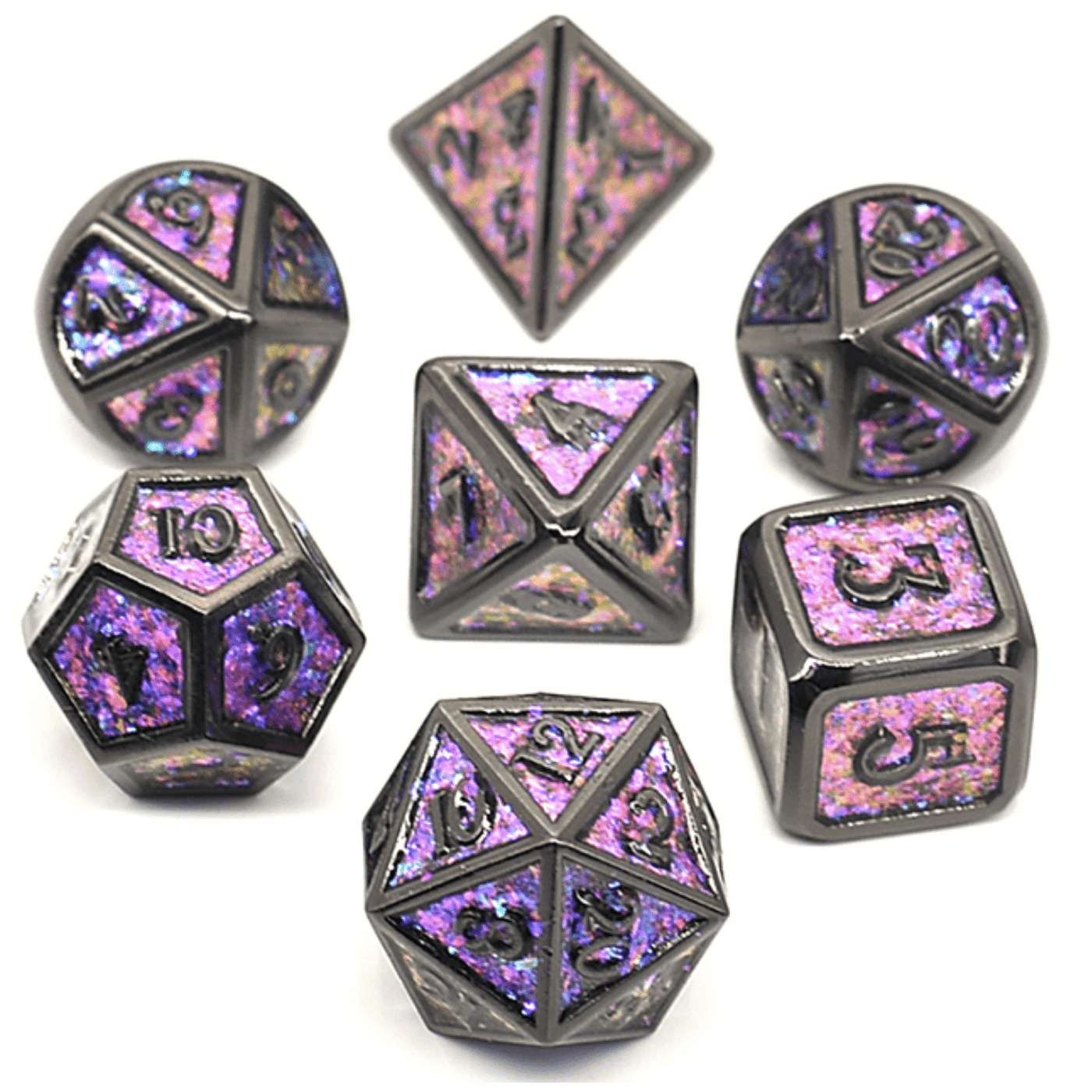 Color Shifting: Night Sky - Metal RPG Dice Set Metal Dice Foam Brain Games