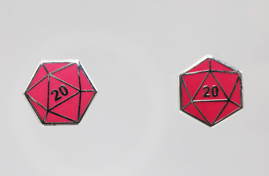 D20 Stud Earrings: Pink Jewelry Foam Brain Games