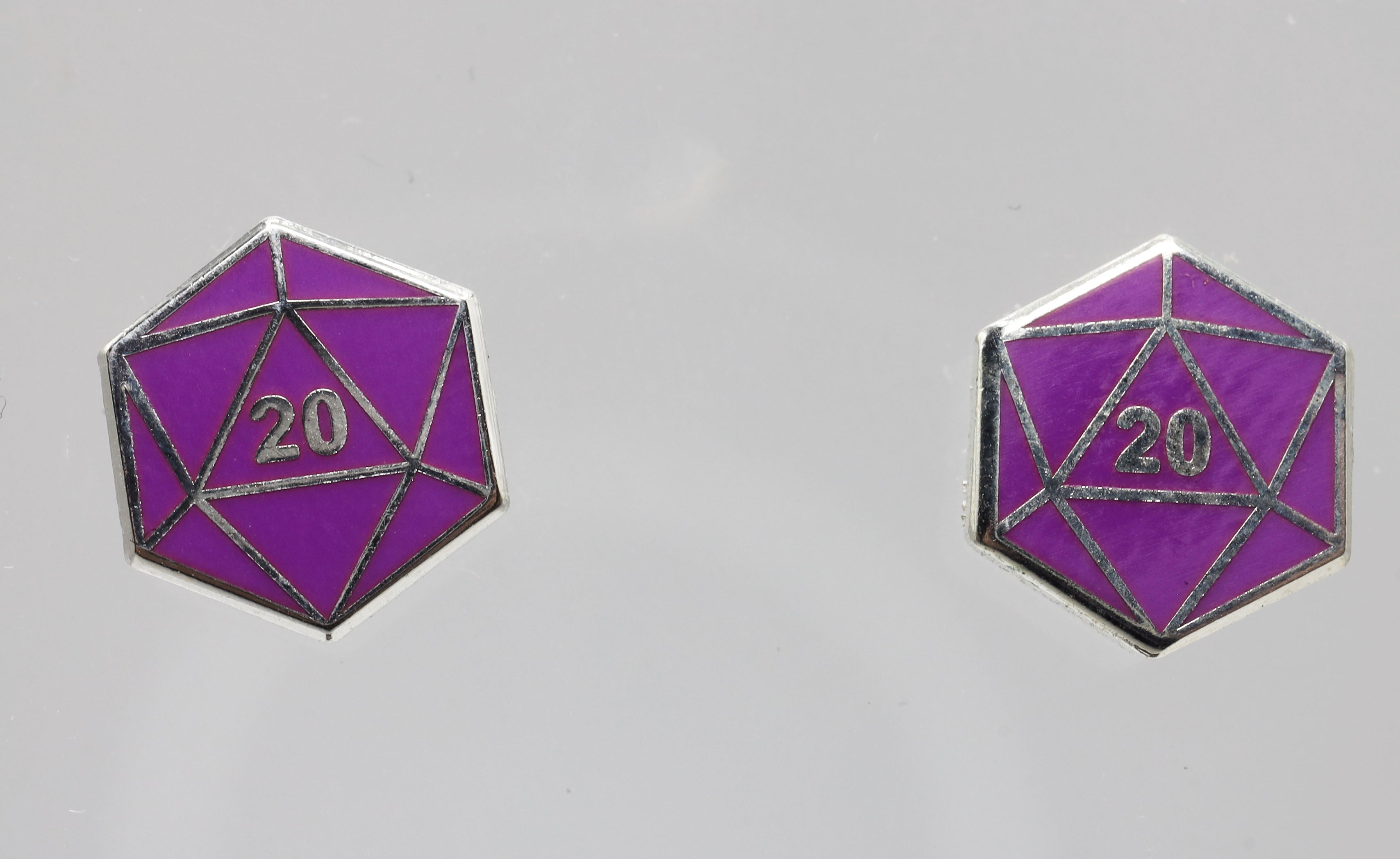D20 Stud Earrings Purple Foam Brain Games