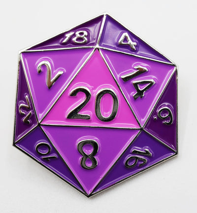 D20 Pin: Purple Enamel Pin Foam Brain Games