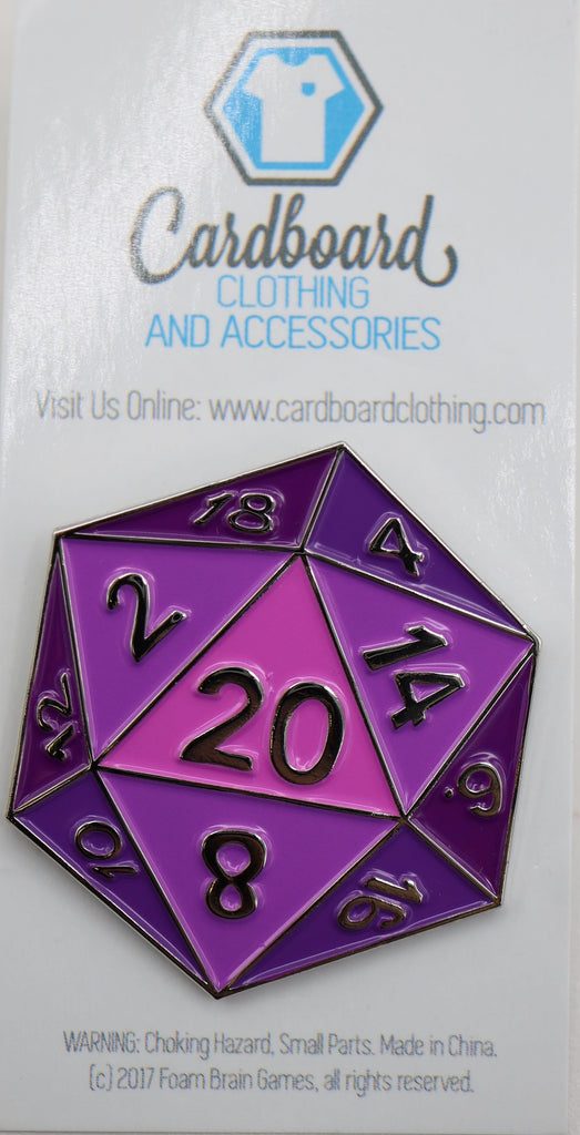 D20 Pin: Purple Enamel Pin Foam Brain Games