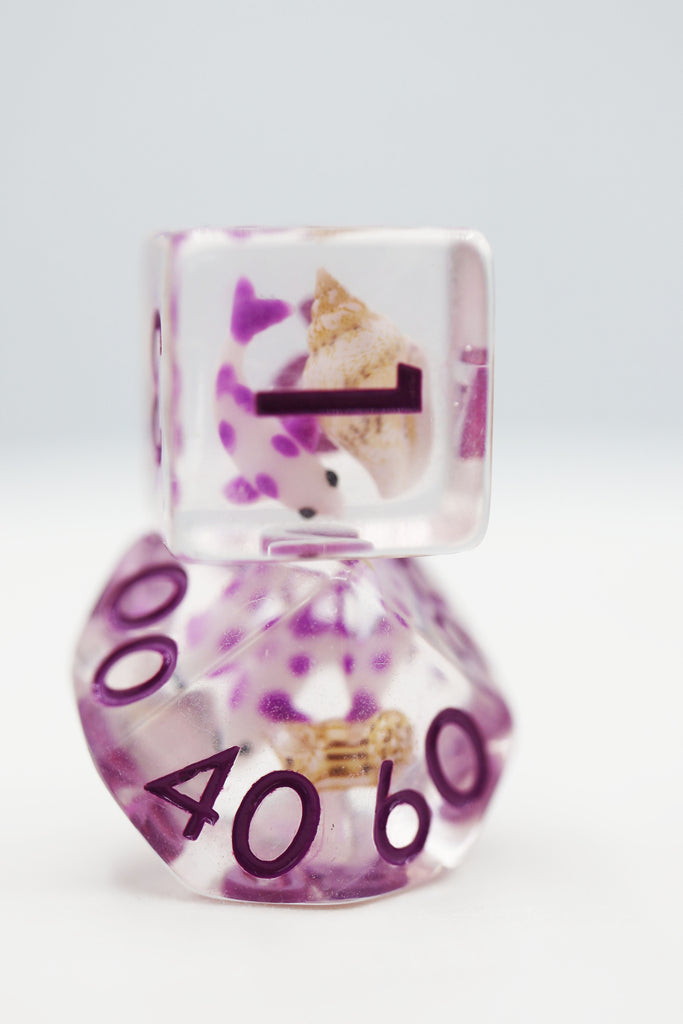 Purple Koi Fish RPG Dice Set Plastic Dice Foam Brain Games