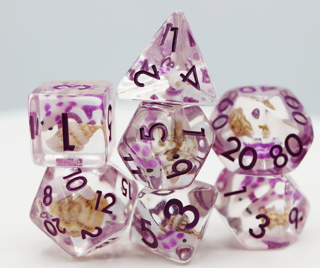 Purple Koi Fish RPG Dice Set Plastic Dice Foam Brain Games