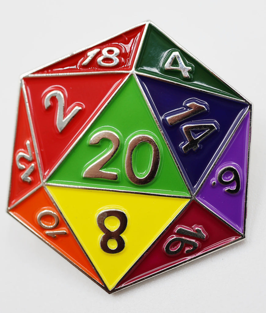 D20 Pin: Rainbow Enamel Pin Foam Brain Games