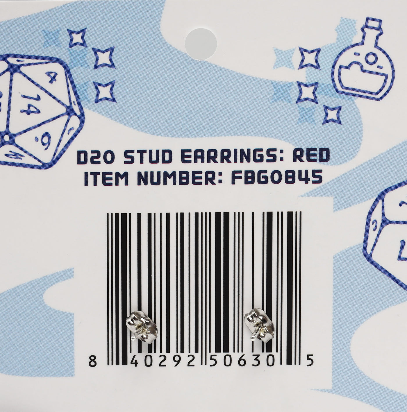 D20 Stud Earrings: Red Jewelry Foam Brain Games