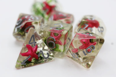 Pink Starfish and Seaweed RPG Dice Plastic Dice Foam Brain Games