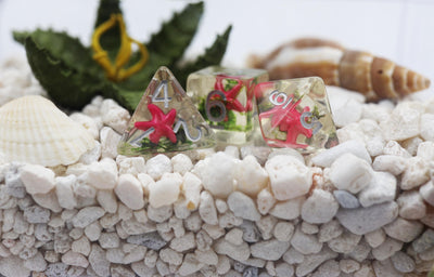 Pink Starfish and Seaweed RPG Dice Plastic Dice Foam Brain Games