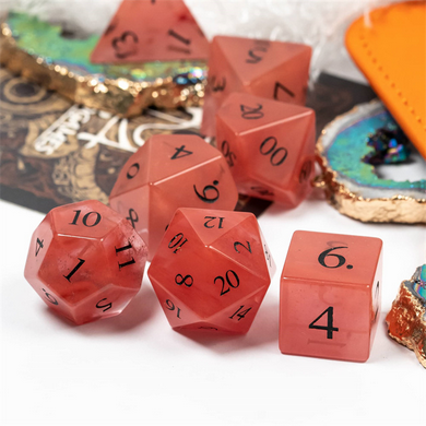 Red Watermelon Glass - Engraved Stone Dice Foam Brain Games