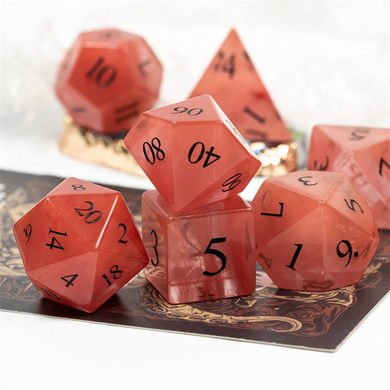 Red Watermelon Glass - Engraved Stone Dice Foam Brain Games