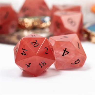 Red Watermelon Glass - Engraved Stone Dice Foam Brain Games