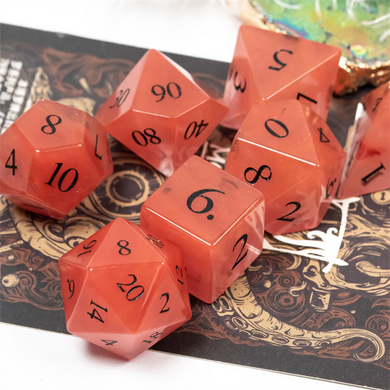 Red Watermelon Glass - Engraved Stone Dice Foam Brain Games