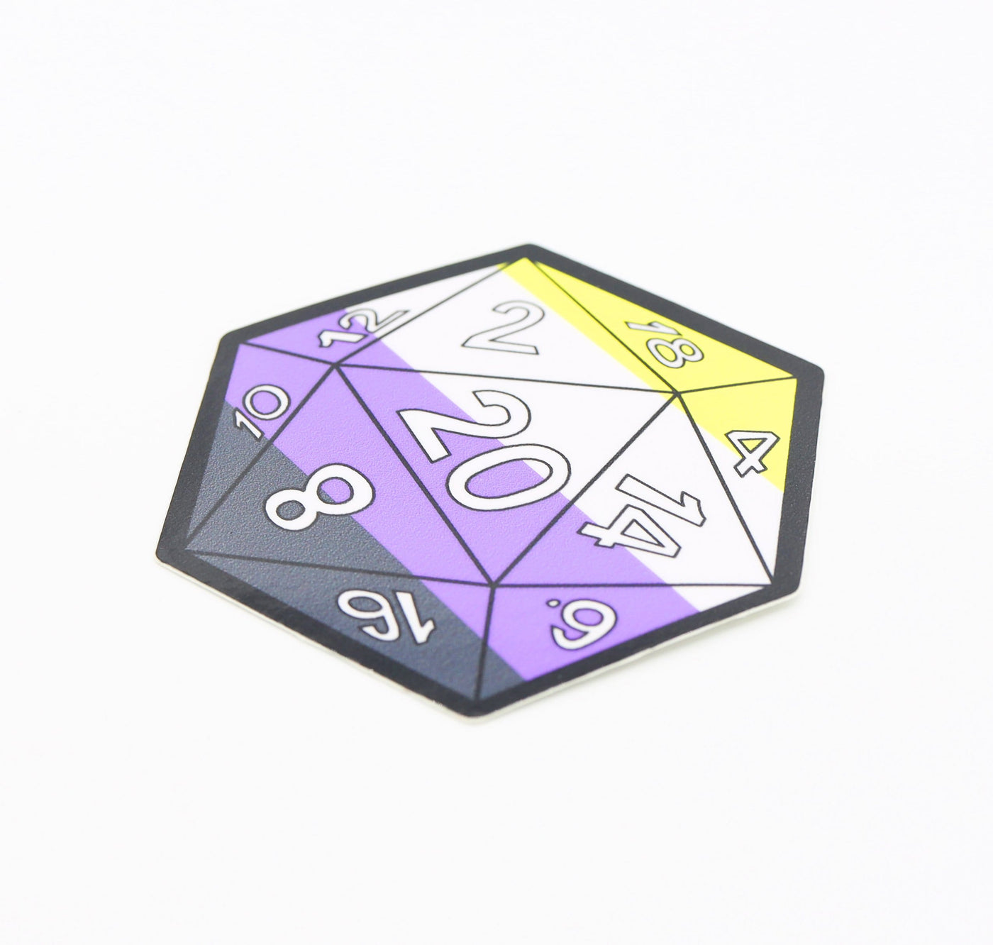 D20 Sticker - Nonbinary Pride Stickers Foam Brain Games